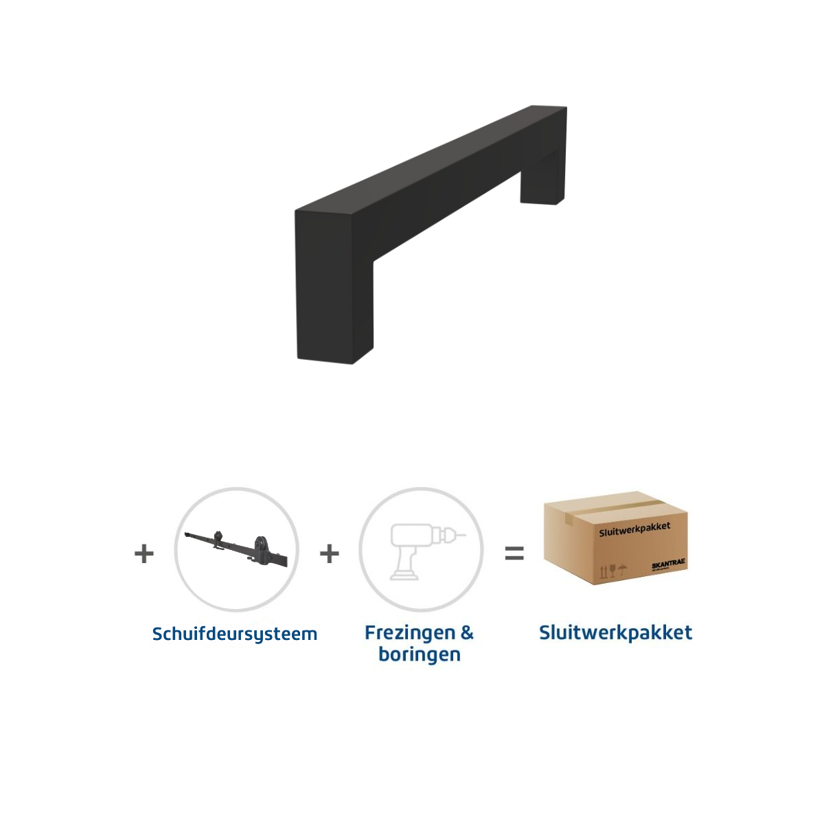 Sluitwerkpakketten met Deurgreep 20x300 Squared Zwart